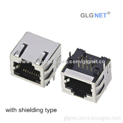 One Port Tab Up RJ45 Modular Jacks, 8P8C/8P4C, R/A Type, 150V Rated Voltage